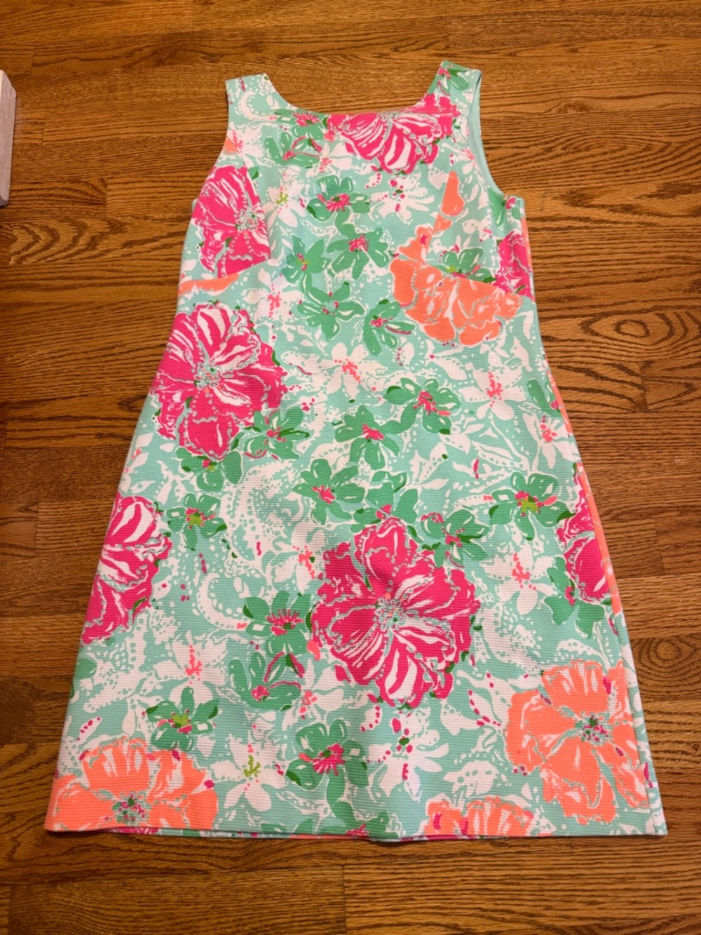 Lilly Pulitzer Mint Floral Mini Dress with Pink & Coral Blooms